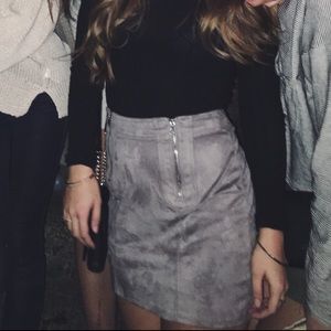 Kendall & Kylie Grey Suede Skirt